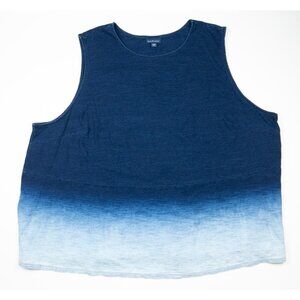 Pure J. Jill Tank Top Women's 4X Blue Indigo Ombre Dip Dye Sleeveless Plus Size